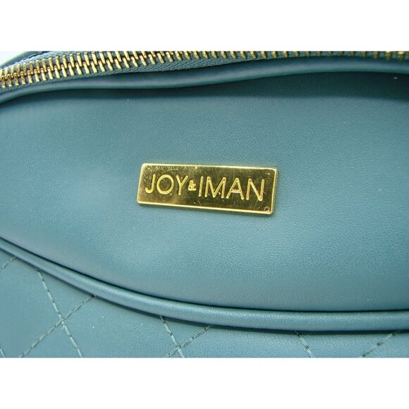 Joy & Iman Leather Quilted Jade Green Crossbody Shoulder Bag Gold Chain & Tassel - Picture 3 of 15